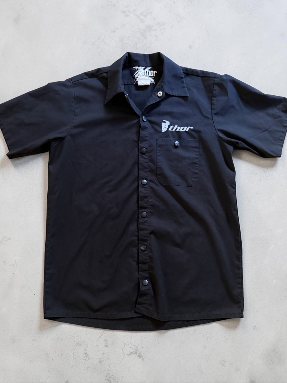 Thor MX Racing Men's Button Up Work Shirt Black Size Large Short Sleeve Moto